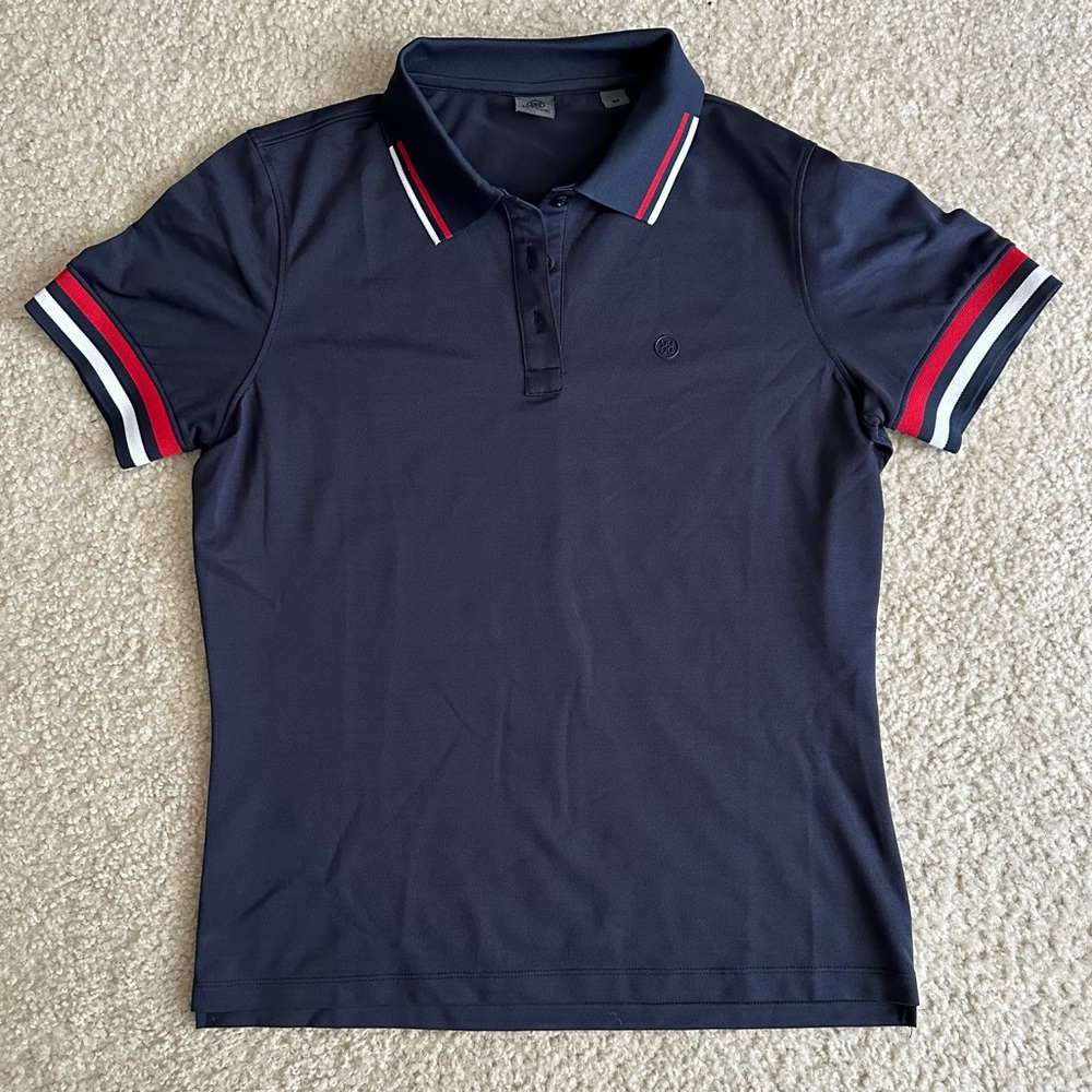 G/FORE Navy Polo Top with Red and White Trim